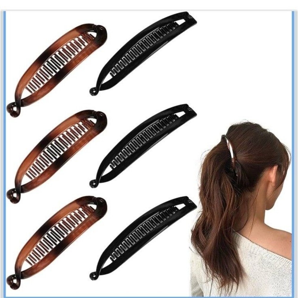 6pc Banana Hair Clips for Women Banana Clip for All Hair Classic Clincher Combs